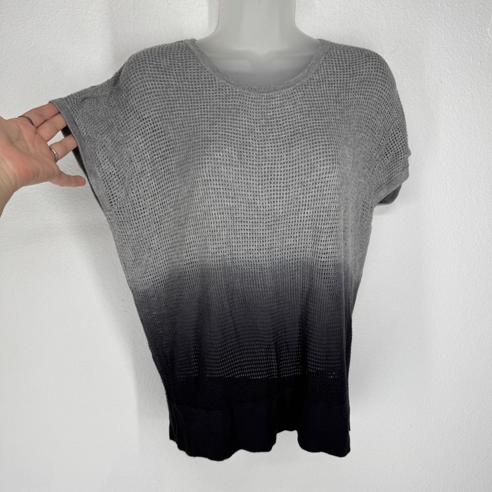 Rag & Bone Grey Black Ombre Open Knit Mesh Viscose Top Size XS Edgy Grunge Goth
